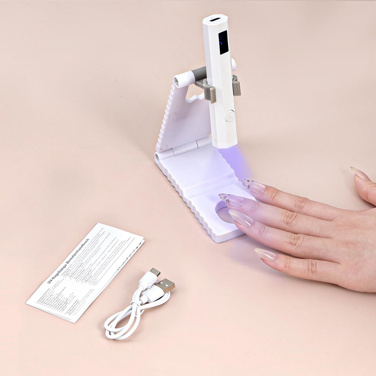 Namajunas - Mini Nagellamp - UV-lamp voor Gelnagels - Met Standaard - Oplaadbaar - Draagbare Nagellamp - LED Nagellamp - 2 Timerstanden Nageldroger - Nagel lamp - DIY-nagels - Nagelstyling — cadeau in Verzorging - foto 5