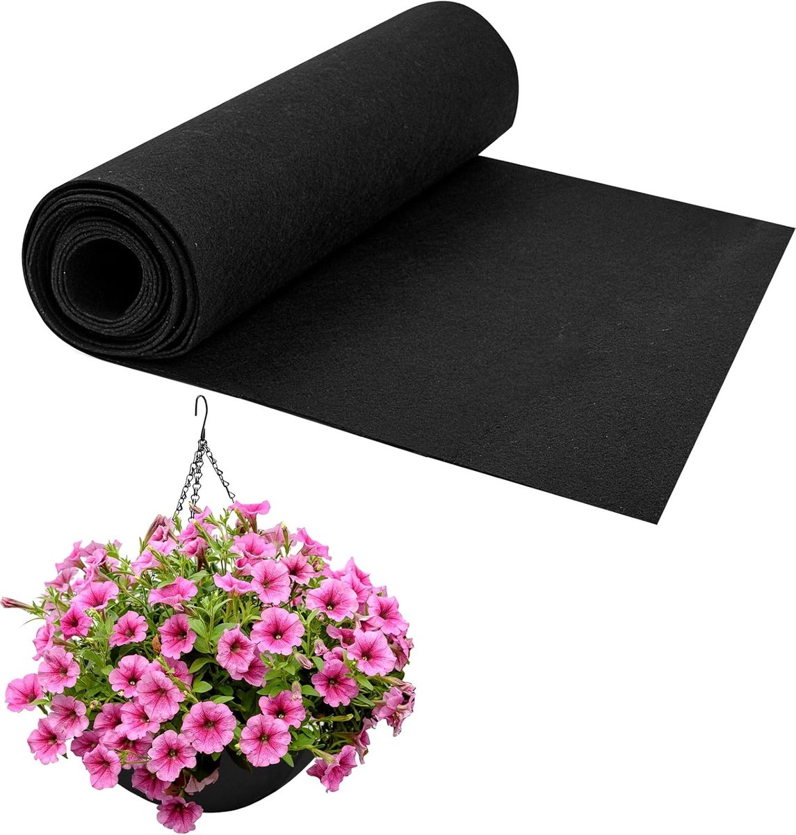Viltrol - voor bloempotten -12x 80in - Zwart - Gemakkelijk te knippen - Voor tuin, bloempotten, vensterbanken en dierenbedden