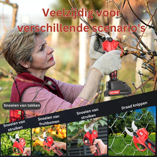 White-Label® Snoeischaar met accu - Takkenschaar - Heggenschaar elektrisch van White-Label® — afbeelding 2