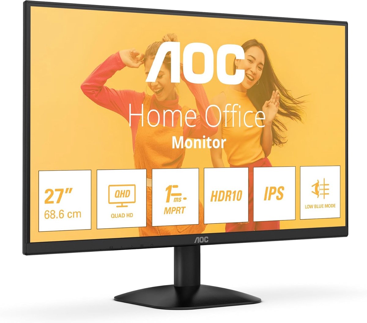 27 inch QHD Monitor 120Hz, 1ms reactietijd, Adaptive Sync, HDR10 - zwart