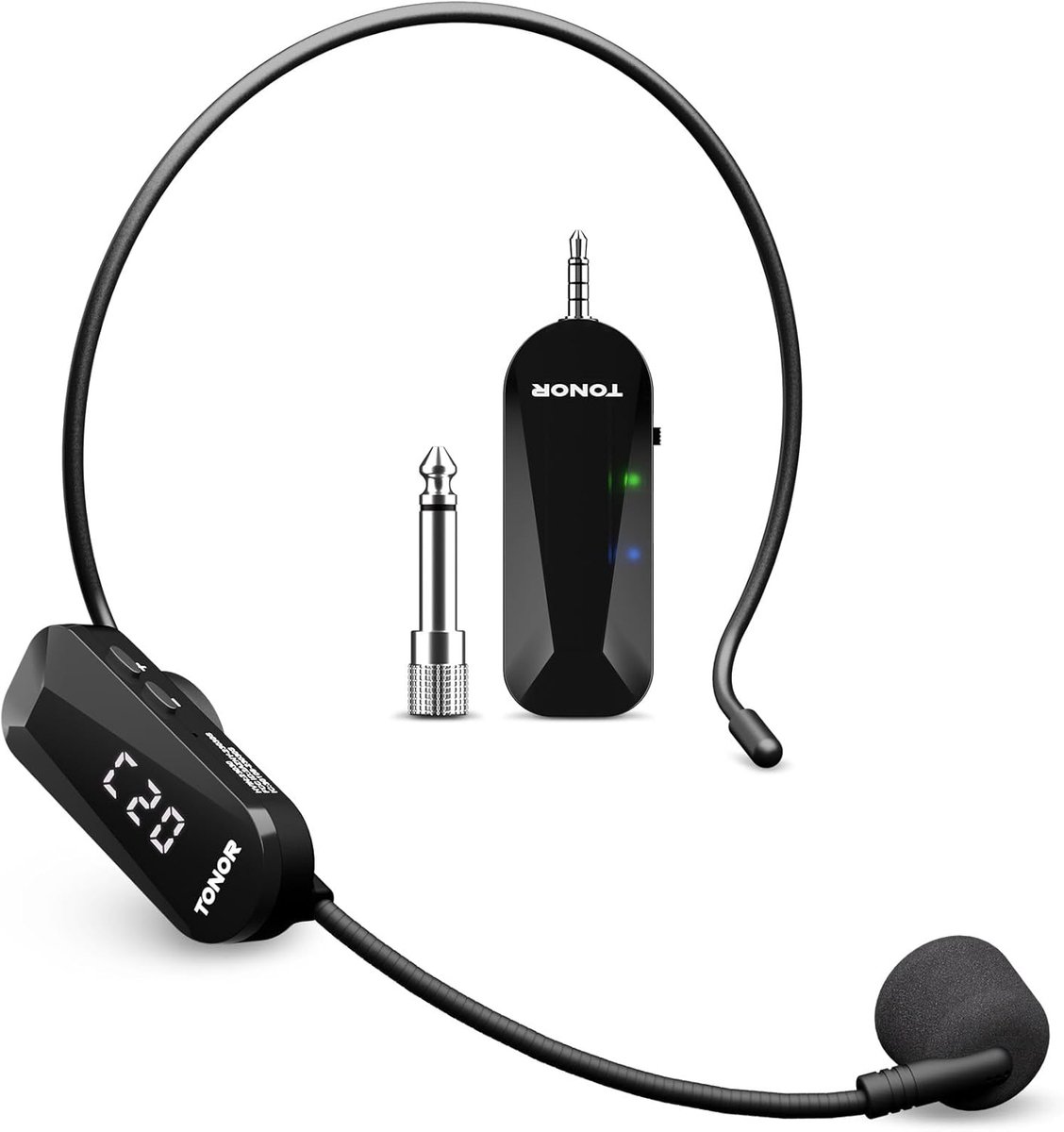 Draadloze Headset Microfoon met UHF Oplaadbaar Systeem - 20 Kanalen en 30m Bereik