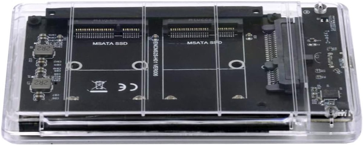 Dubbele SSD Behuizing - Mini SATA Opslag - Data Uitbreiding - JBOD Raid0 Modus - 10x10x1 cm - Wit