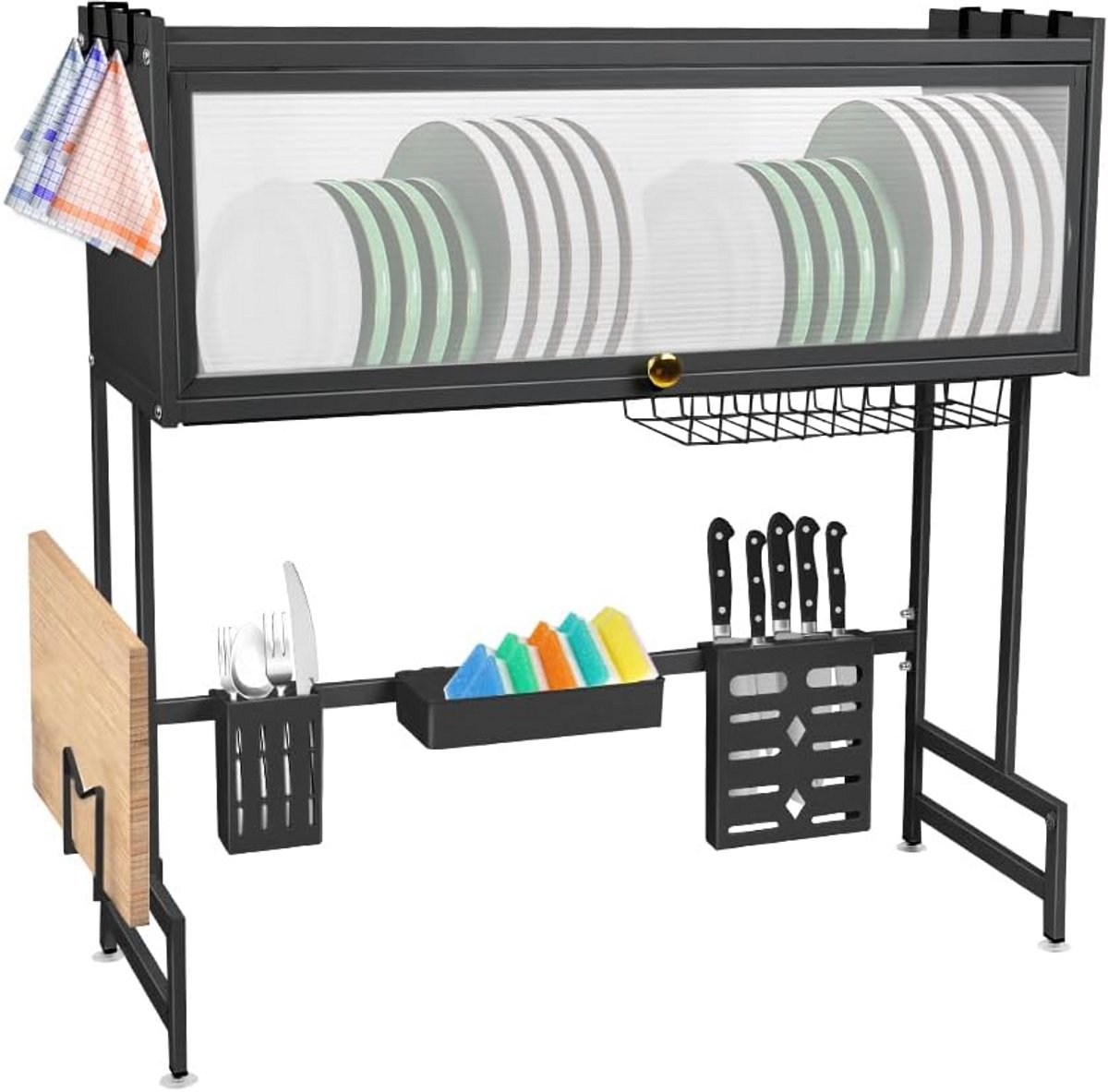 RVS Afdruiprek 3 Niveaus met Lekbak - Keuken Organizer voor Aanrecht