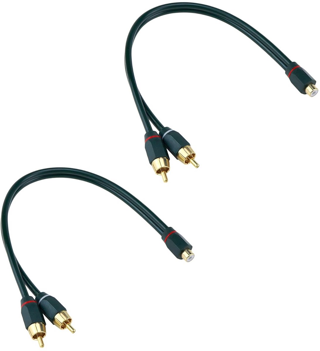 Audio Splitter Kabel - Verdeler Adapter - Stereo Geluid - Dubbel Afgeschermd - 30 cm - Zwart