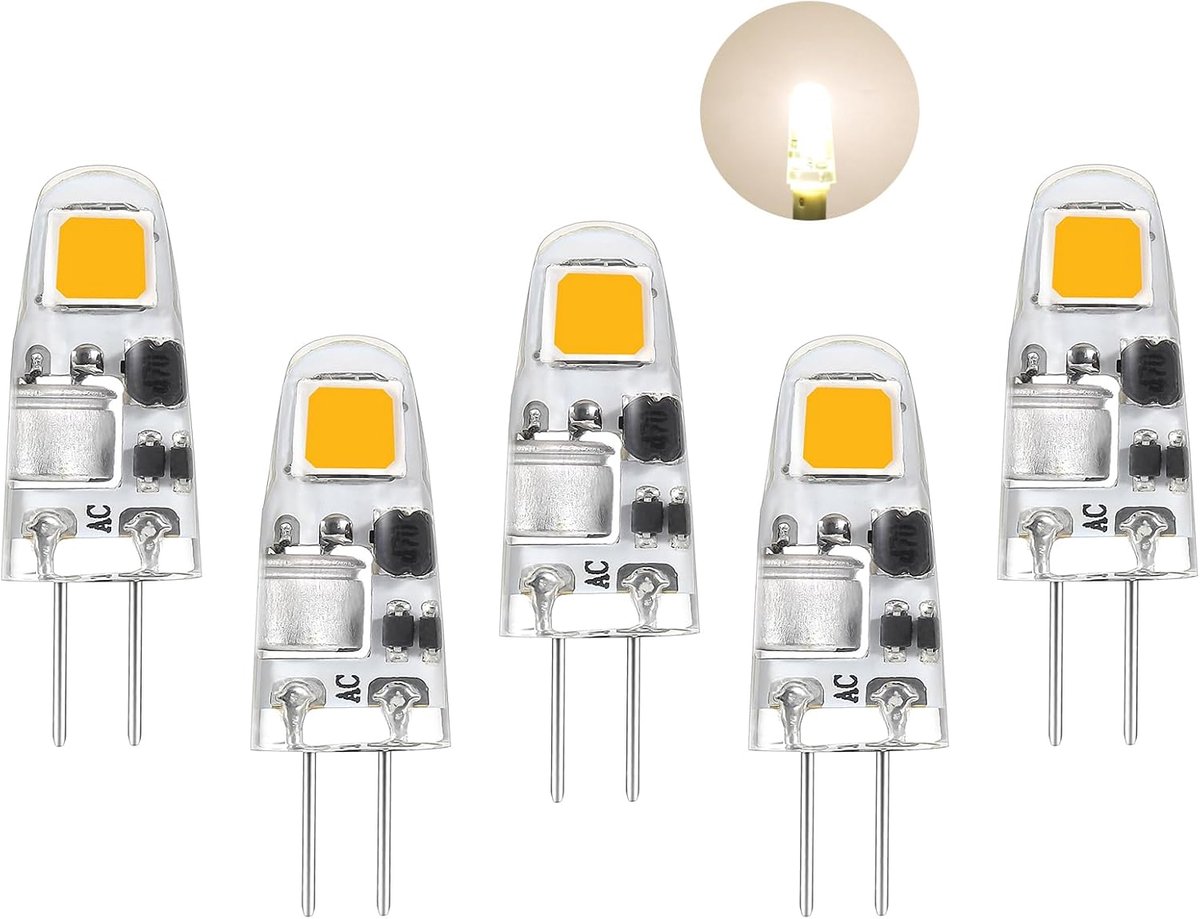 5-Pack G4 LED Lampjes 0.5W 90LM Neutraal Wit 4000K AC/DC 12V Halogeen Vervanger