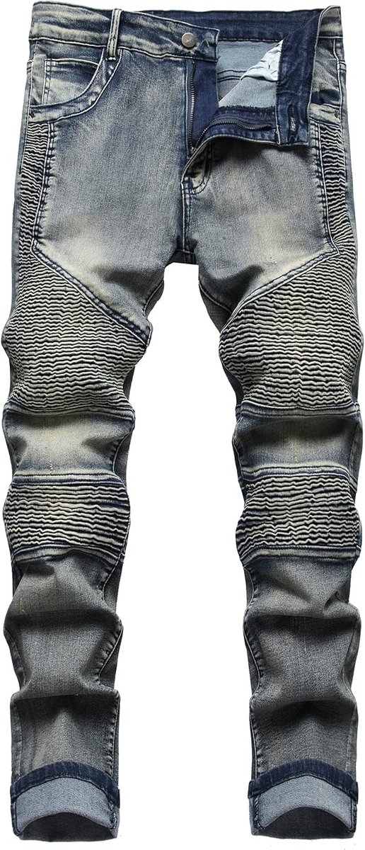 Heren Jeans - Denim Broek - Casual Draag - Slim Fit Rechte Pijpen - Diverse Maten - Blauw