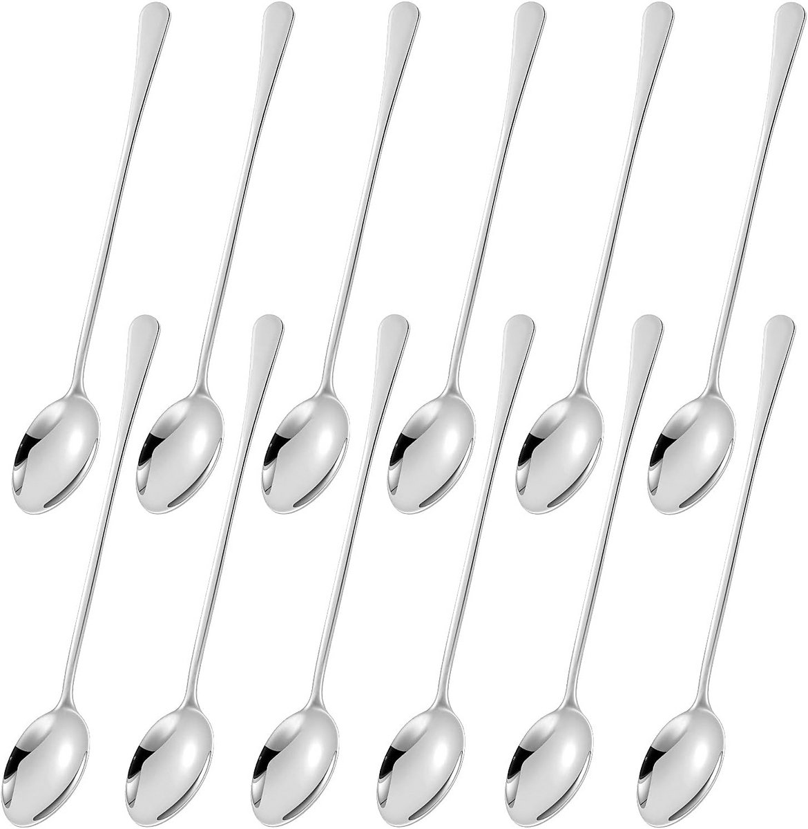 12 stuks latte macchiato lepels, roestvrijstalen koffielepels, 19,5 cm, lang, spiegelglans