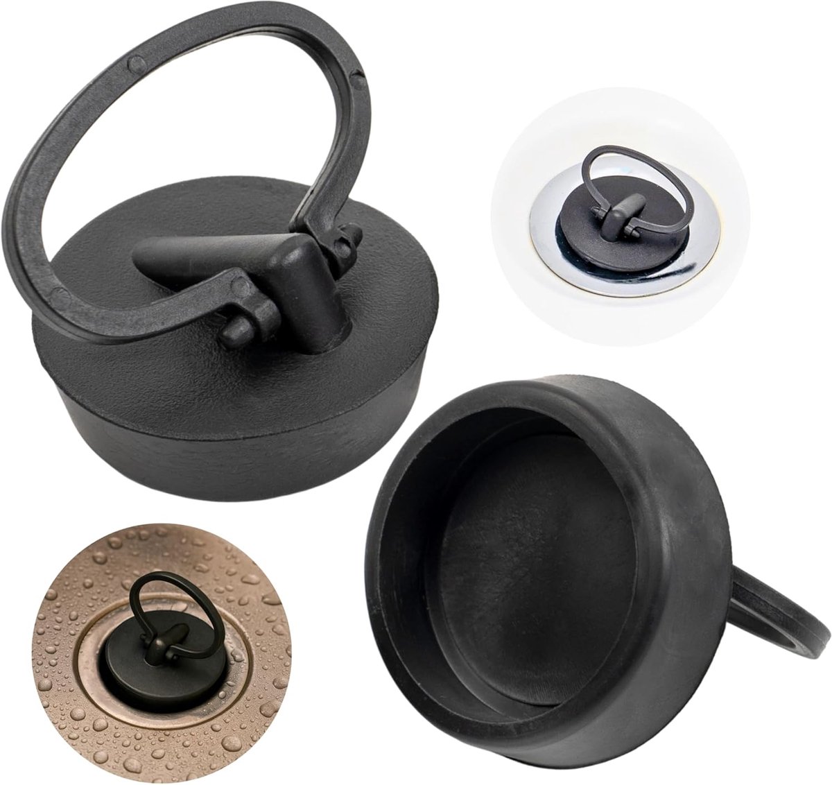 Universele Zwarte Afvoerstop PVC 2 Stuks voor 1 1/2 Inch Valve Top
