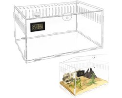 Transparant Terrarium voor Kleine Reptielen en Slakken, Inclusief Hygrometer