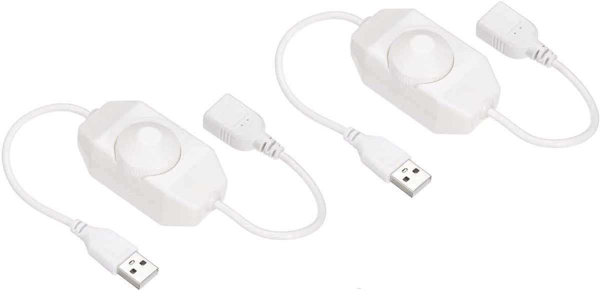 2 Stuks USB naar LED Strip Dimmer met Draaischakelaar - Flexibele Lichtregeling