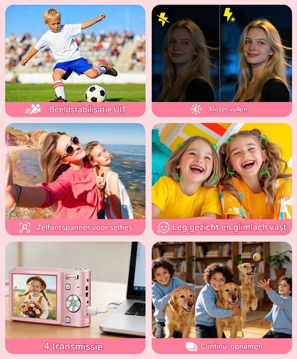 QTTVBTNA roze selfiecamera met 32GB thumbnail 5
