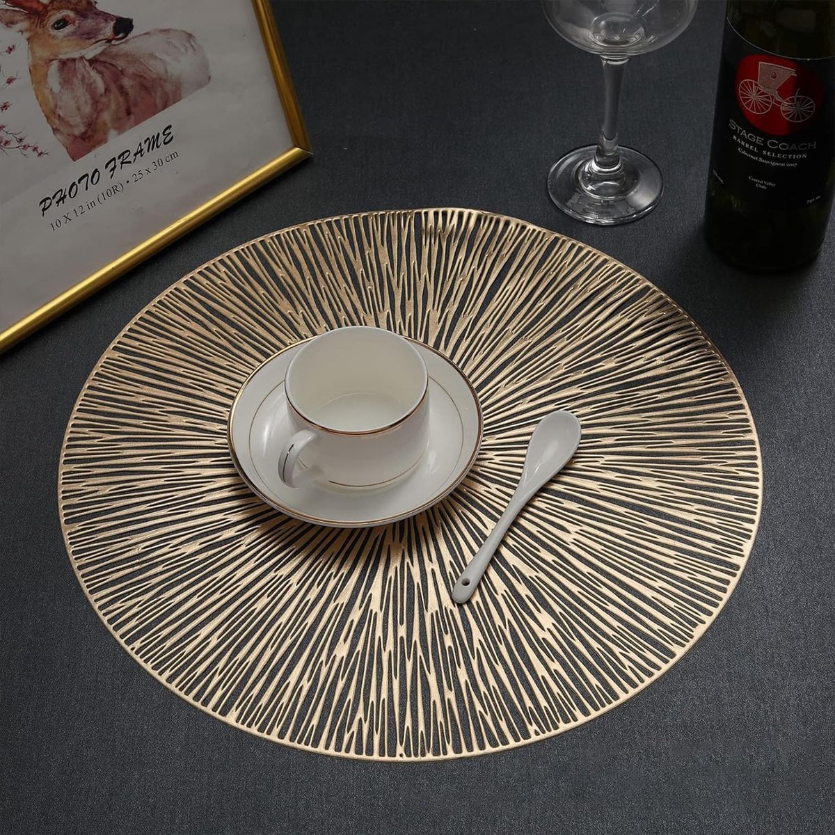 6 Ronde Vinyl Placemats 38 cm Antislip Hittebestendig Wasbaar Tafelbeschermers