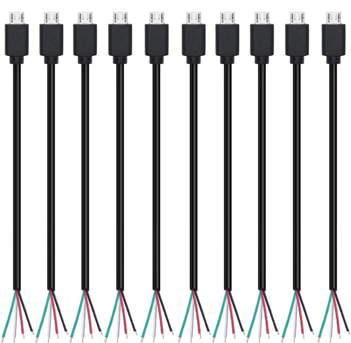 Image of 10 Stuks Micro-USB Stekker naar 4 Draads Open Einde Verleng Kabel