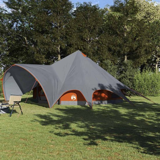 vidaXL - Teepee - Tent - voor - 9 - Personen - Grijs - en - Oranje - 502 - x - 502 - x - 297 - cm van Merkloos — afbeelding 4