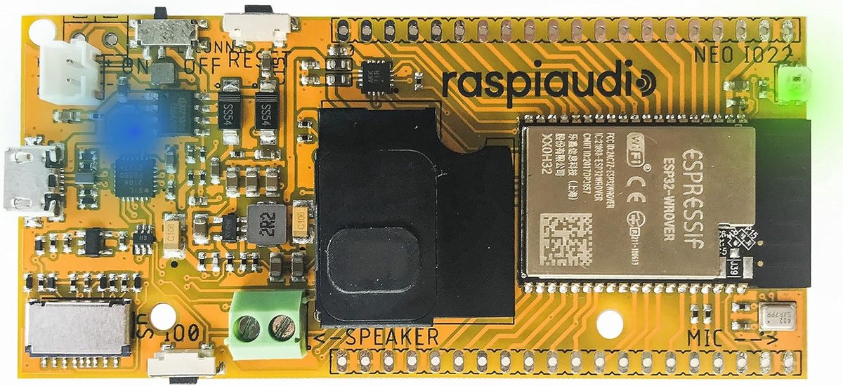 ESP32 ontwikkelbord met speaker en microfoon voor audio projecten