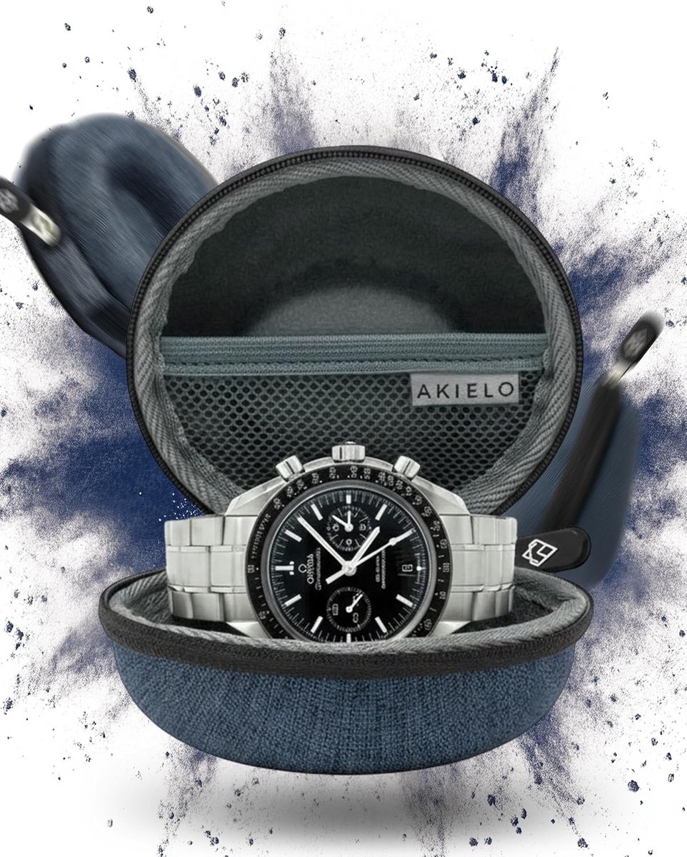 Watch case reistas voor horloges en smartwatches tot 54 mm denim blauw