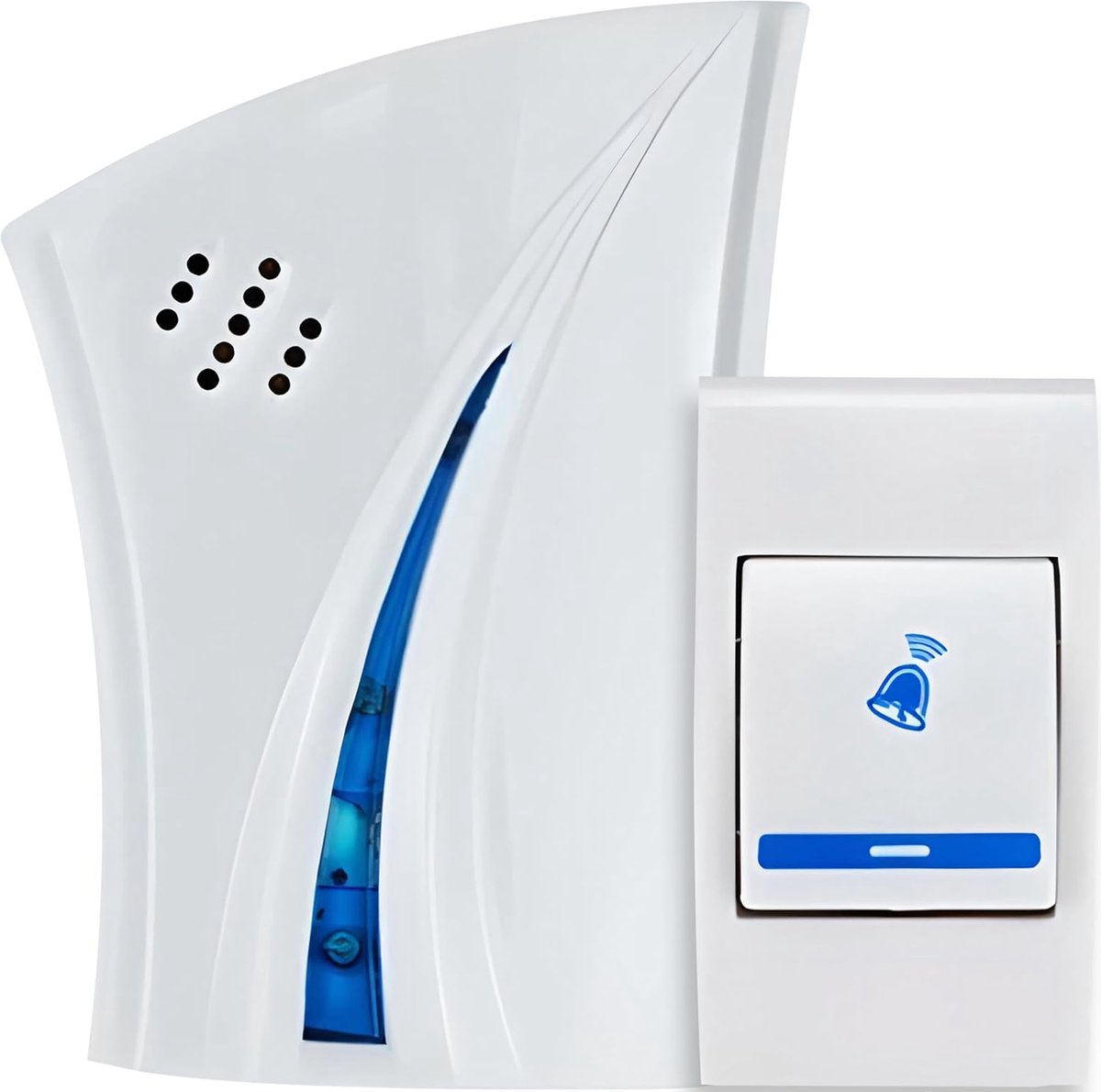 Draadloze Deurbel - Bel Zonder Draad - Toegangscontrole Huis - 100 Meter Bereik - 10x7.5x3 Cm - Wit