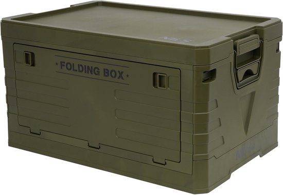 Groene opbergbox met de tekst "FOLDING BOX".