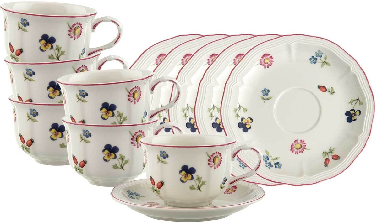 Teetassen mit Untertassen Petite Fleur 130 ml Set van 6
