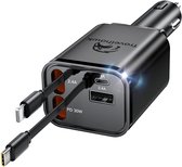 Travelhawk Autolader - USB-C en Lightning - Snellader 86W - Veilig en Compact - Draaibaar - 12-24V Auto Oplader - Sigaretten Aansteker Adapter - Autoaccessoires