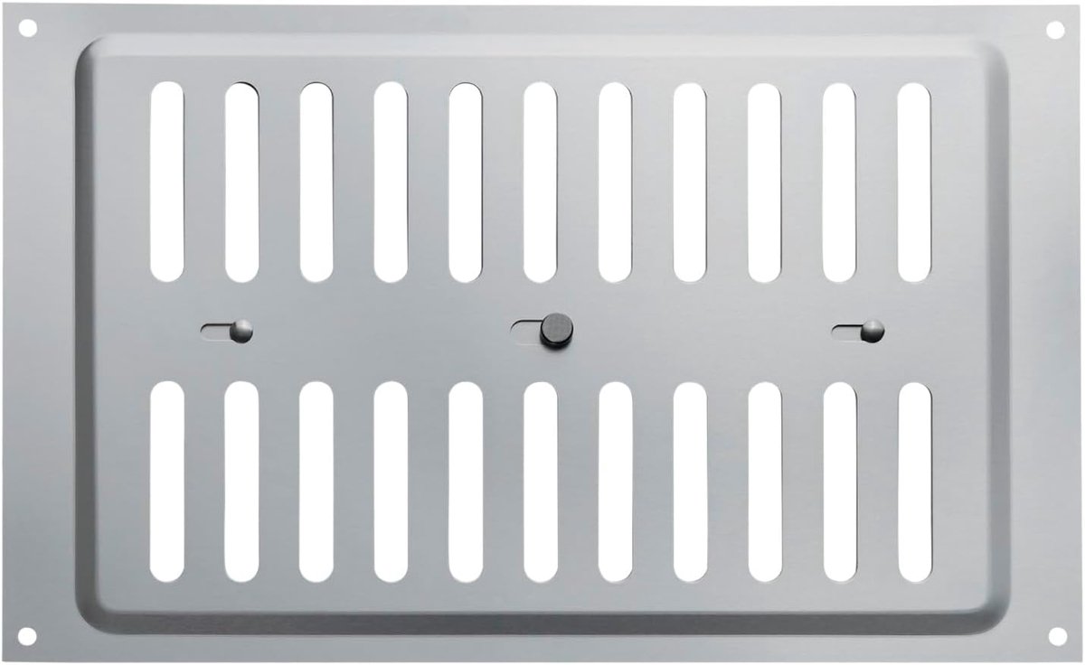 Afsluitbaar RVS Ventilatie Rooster met Schuifregelaar (260x165 mm)