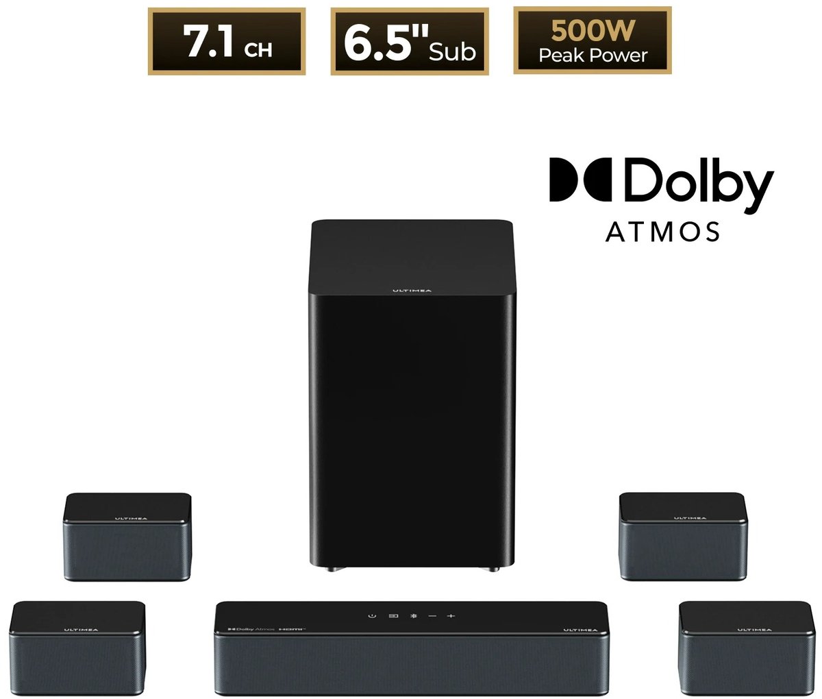Ultimea D80 Soundbar met Draadloze Subwoofer en Dolby Atmos - Ultimea Technology (Shenzhen) Limited - €489,99