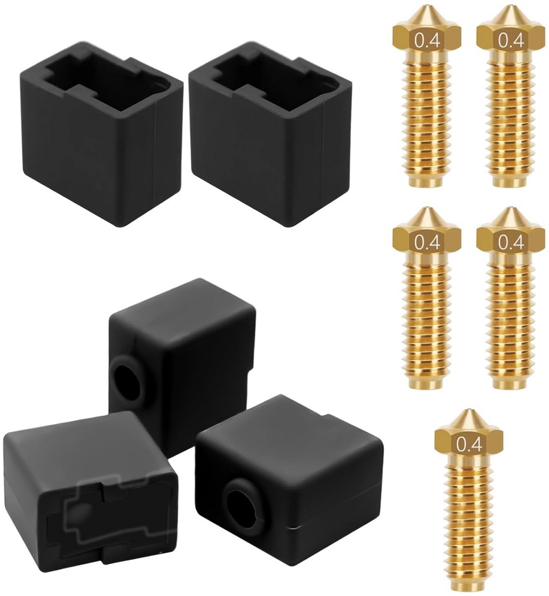 0,4 mm spuitmonden en siliconen sokkel voor 3D-printer - set van 5