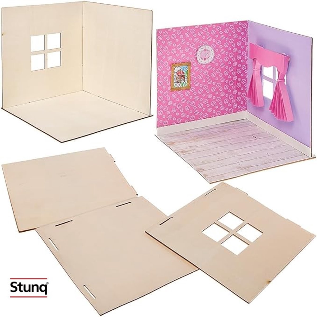 Mini Houten Poppenhuis Bouwpakket - Creatief Knutselproject voor Kinderen