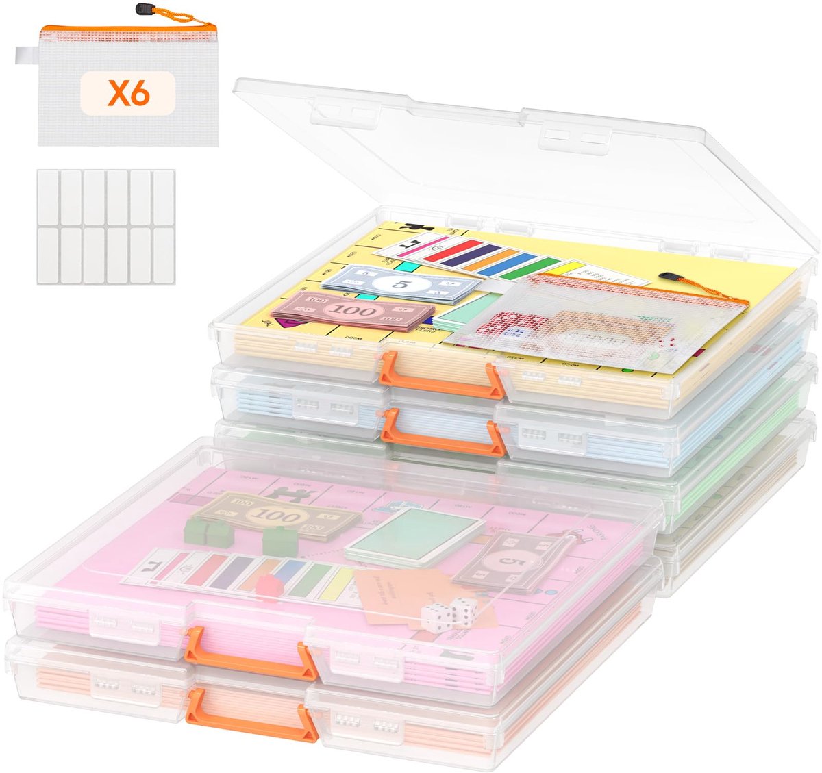 Opbergdozen Set van 6 - Stapelbare en Draagbare Organizer - 33,2 x 31 cm