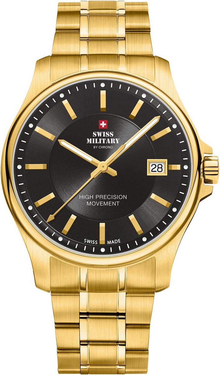 Analoge Quartz Horloge voor Heren - Goud met Zwarte Wijzerplaat