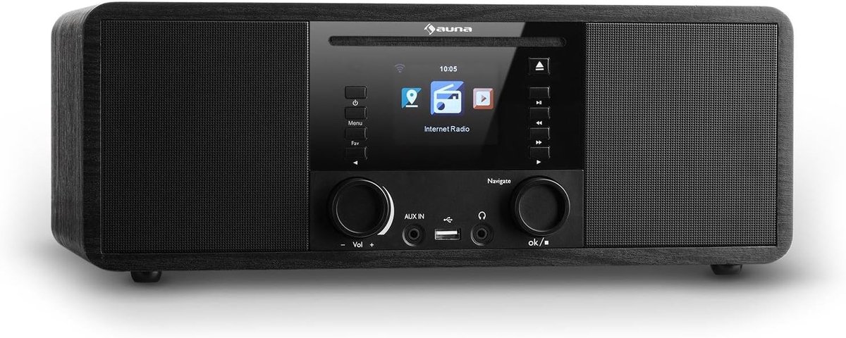 Digitale Radio met Bluetooth en Wifi - Internetradio, FM Radio, 8 W RMS, Alarmfunctie, USB en AUX
