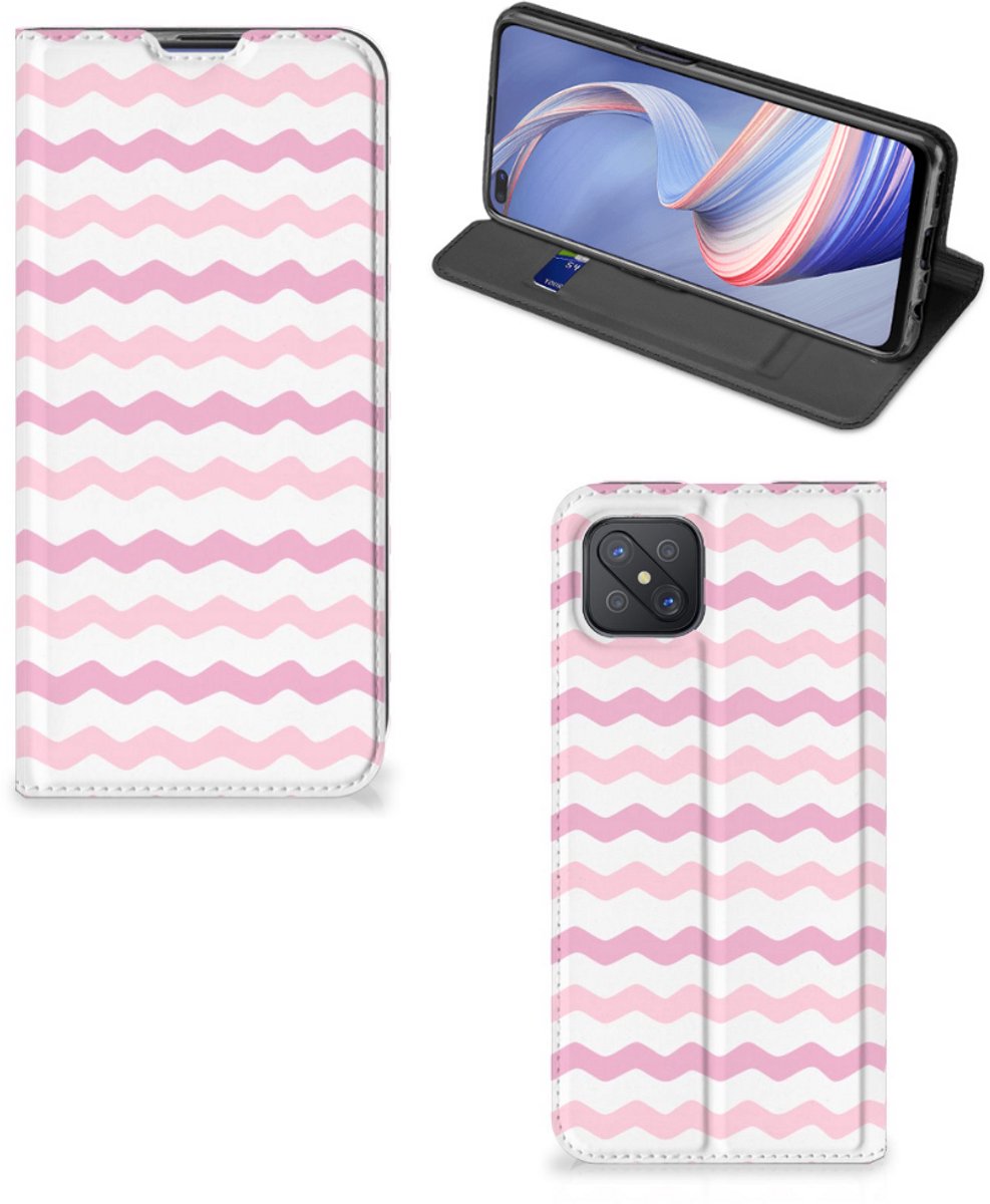 OPPO Reno4 Z 5G Hoesje met Magneet Waves Roze