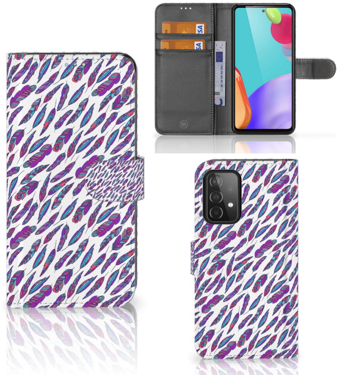 Samsung Galaxy A52 Telefoon Hoesje Feathers Color