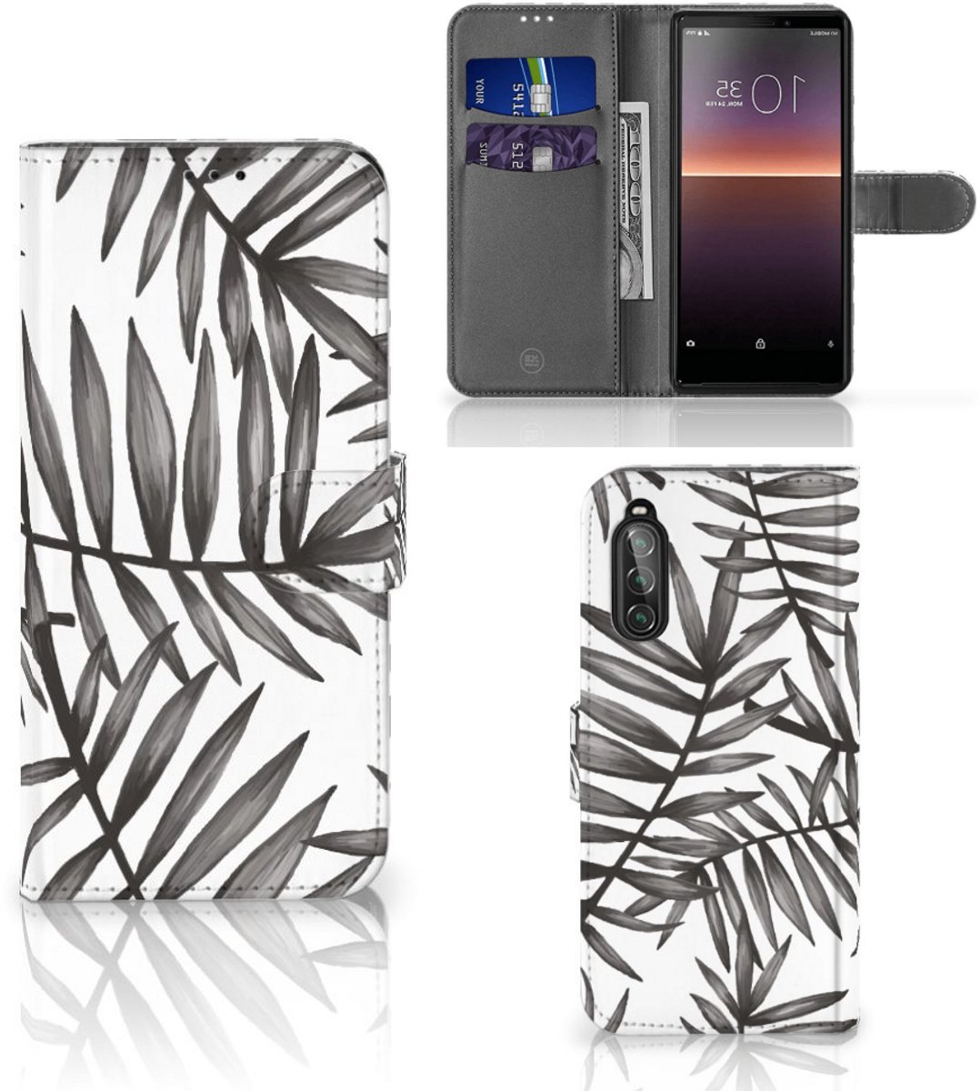 Sony Xperia 10 II Hoesje Leaves Grey