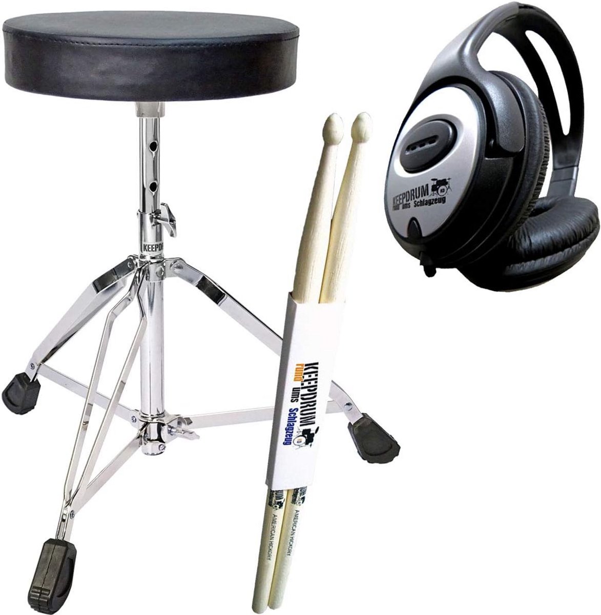 Accessoireset voor E-drum - Drumstoel, Hoofdtelefoon en Drumsticks