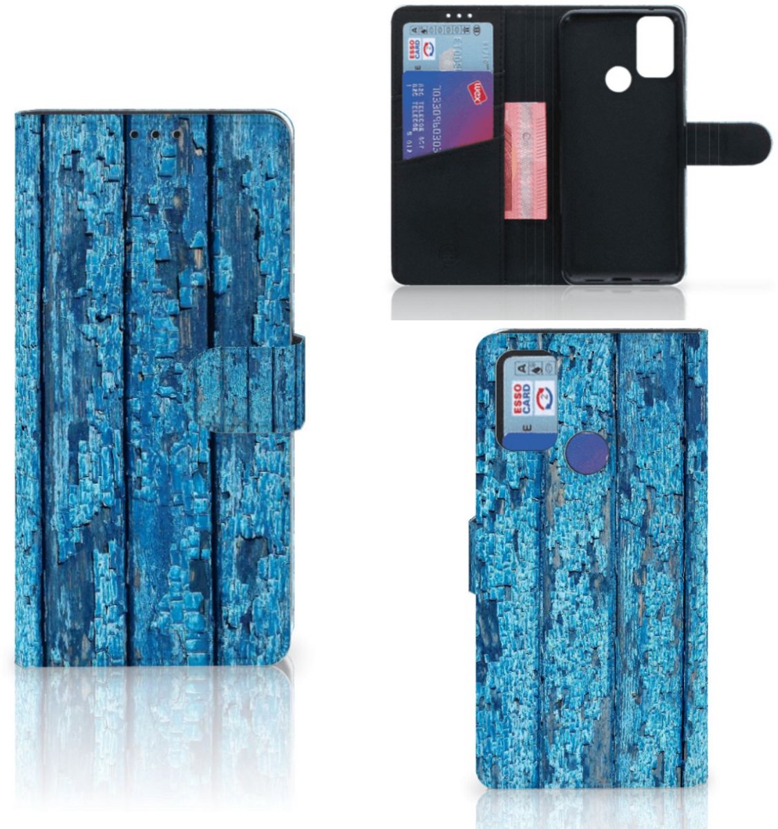 Alcatel 1S (2021) Book Style Case Wood Blue