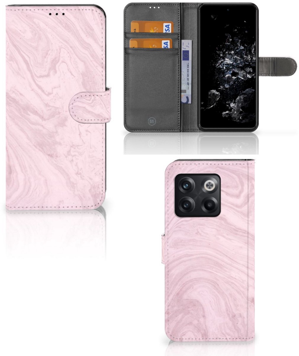 OnePlus 10T Bookcase Marble Pink - Origineel Cadeau Vriendin