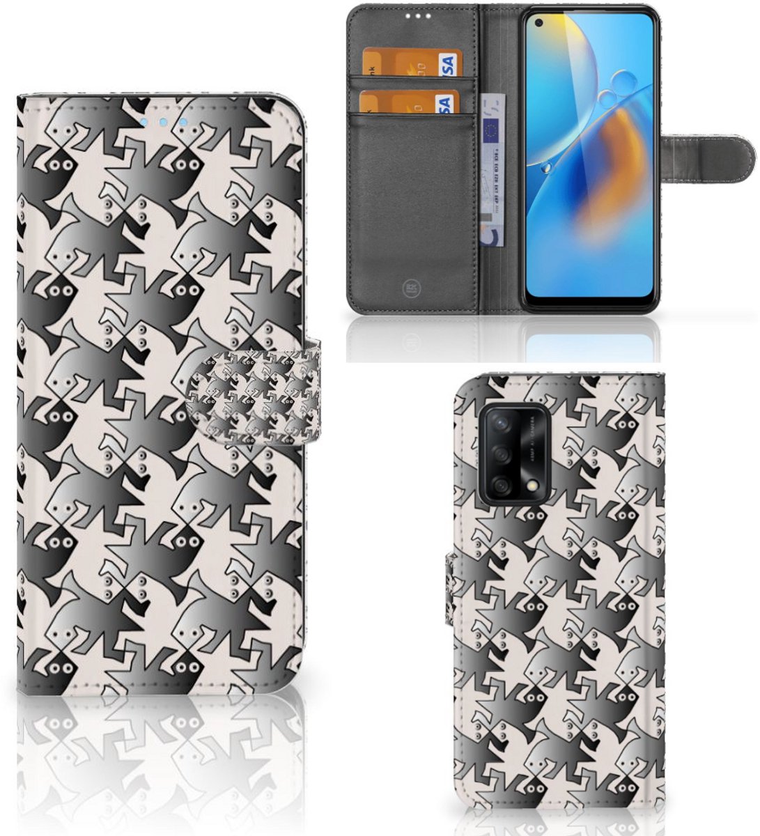 Book Case voor OPPO A74 4G Telefoonhoesje met Pasjes Salamander Grey