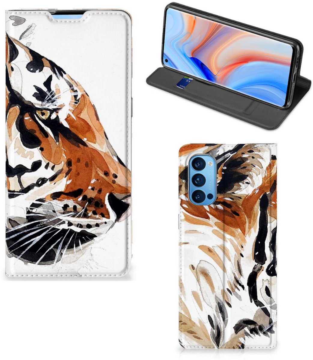 Bookcase OPPO Reno4 Pro 5G Watercolor Tiger