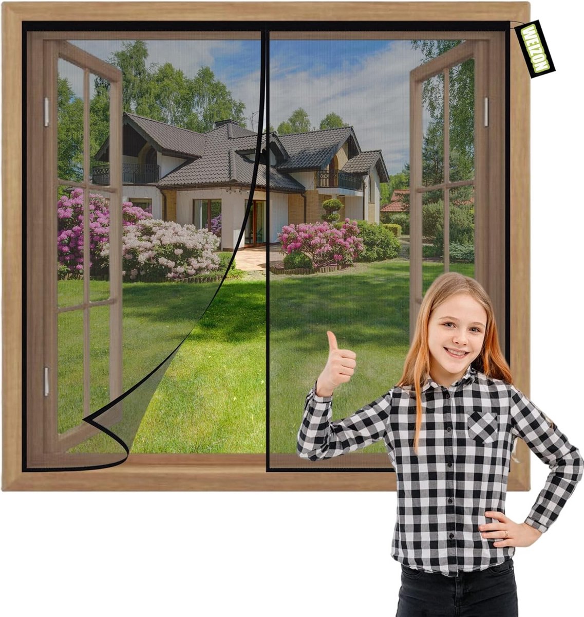 Hordeur met Magnetische Sluiting - Insectenwerend Vliegenhor voor Raam 75x95cm Zwart