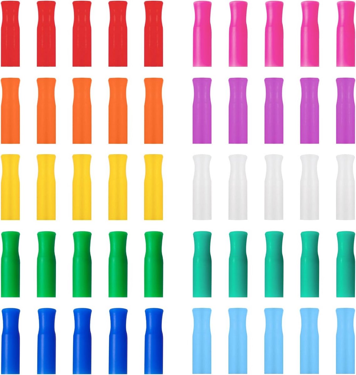Herbruikbare veelkleurige siliconen rietjes - 50 stuks, ecologisch en duurzaam