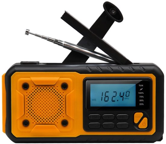 Draagbare noodradio – DAB+/FM – zonnepaneel – Bluetooth – 5200mAh – powerbank – zwengel