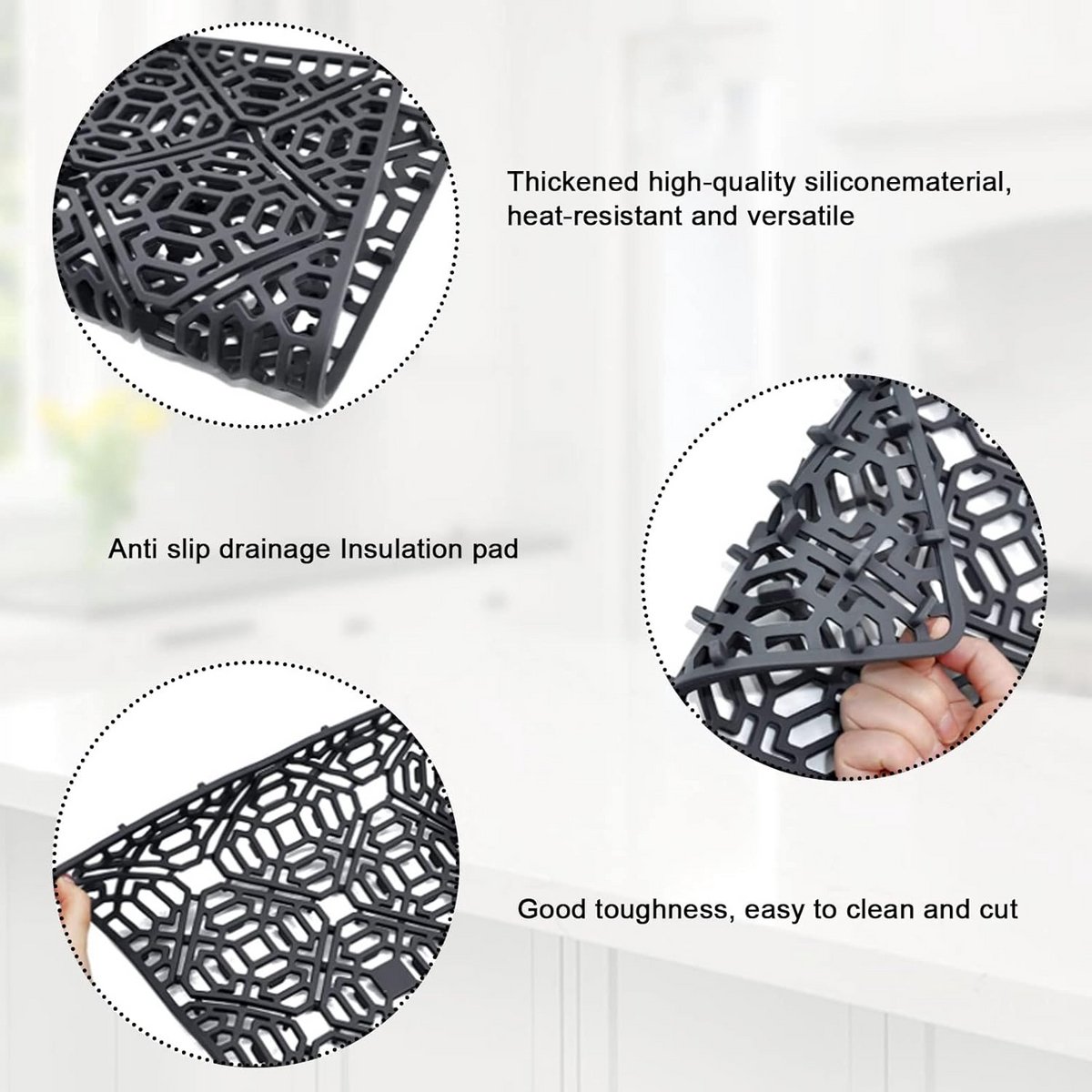 Siliconen afdruipmat voor Keuken 40 x 27 cm - Antislip Gootsteenbeschermer