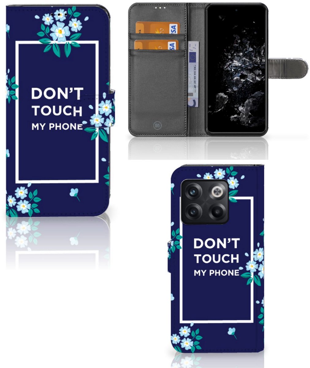 OnePlus 10T Portemonnee Hoesje Flowers Blue DTMP