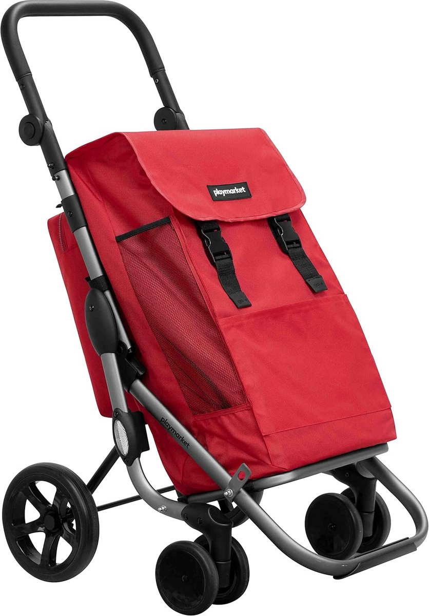 Luxe Metalen Winkelwagen Rood - Ruimtebesparend en Veelzijdig