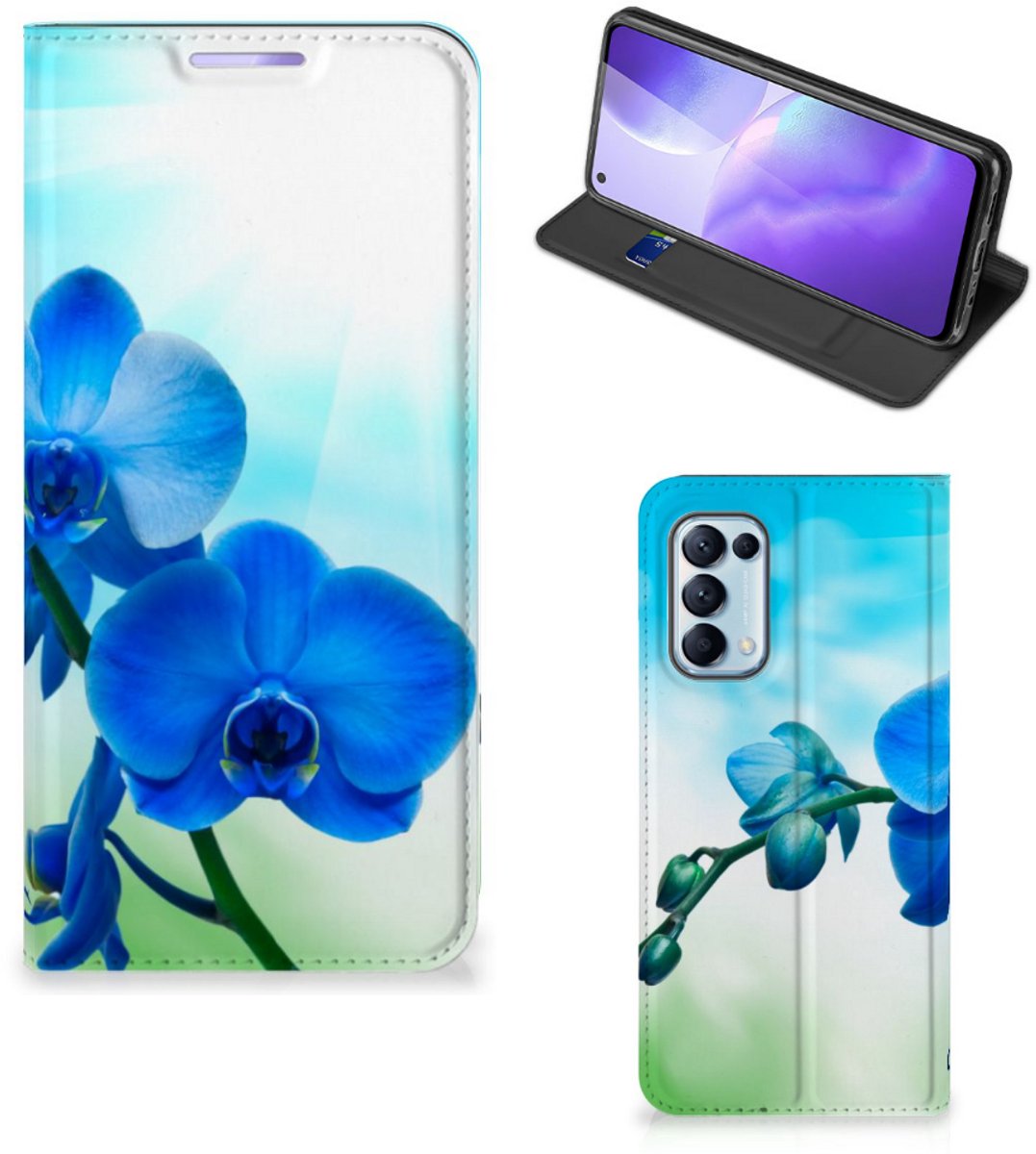 OPPO Find X3 Lite Smart Cover Orchidee Blauw - Cadeau voor je Moeder