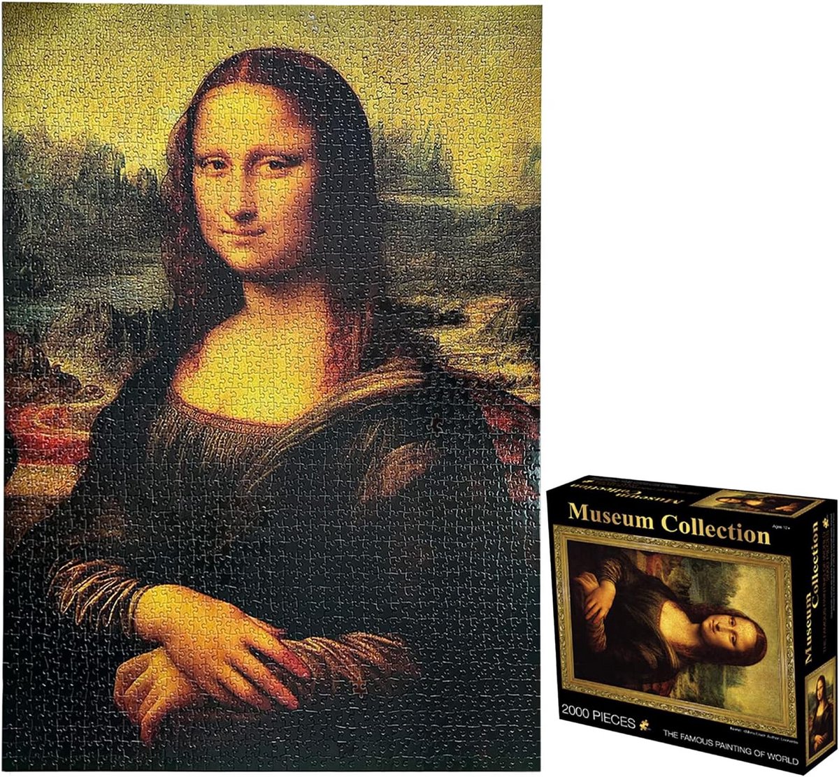 Puzzel voor Volwassenen - 2000 Stukken - Mona Lisa - Museumcollectie - 70 x 100 cm - Stressvermindering