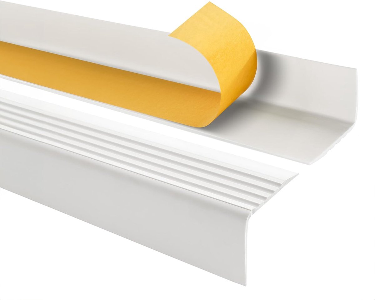 Traprandprofiel zelfklevend - Trapneus PVC - Trap beschermen - Hoge kwaliteit PVC - 110cm 50x42mm - Wit