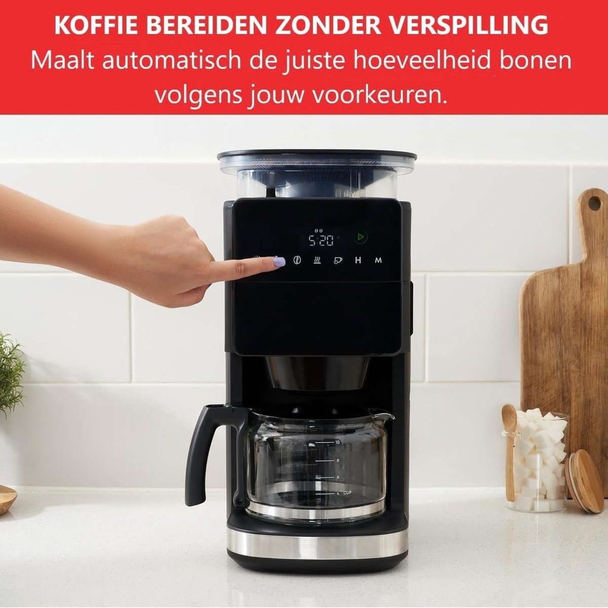 SNJY® Volautomatische Koffiemachine met Bonen - 1000 W Zwart - afbeelding 3