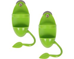 2 Stuks Papegaai Voerhouder met Zitstok - Cuttlebone & Groente Klem voor Parkieten en Vogels